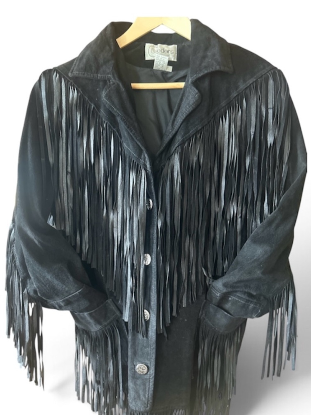 Cedars Black Suede Fringe Leather Jacket - Women's Western Style
